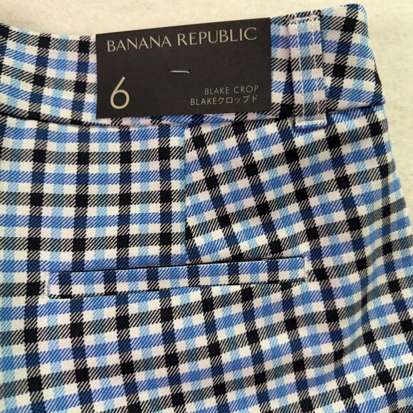 Banana Republic Women’s Blue & Black Plaid Wide-Leg Crop Pants Size 6 - New - Picture 7 of 13